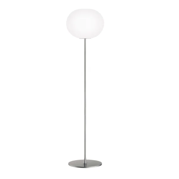 Flos Glo-ball F3 vloerlamp Wit opaalglas-matzilveren standaard