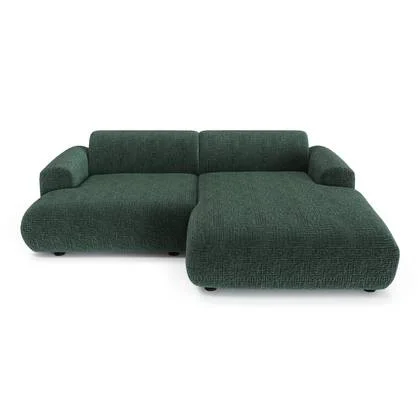 Fluwelen 4-zits rechter hoekbank met smaragdgroen patroon 266cm