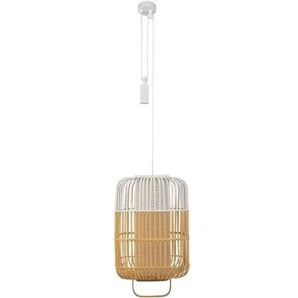 Forestier Bamboo square hanglamp large white