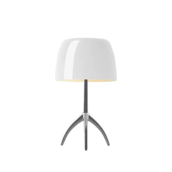 Foscarini Lumiere Piccola dimbare tafellamp Witte kap-aluminiumvoet