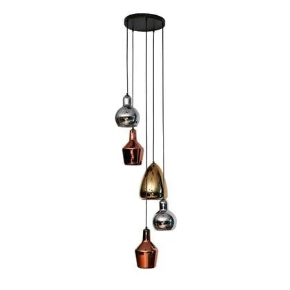 Fraaai Coventry hanglamp 5L getrapt artic zwart