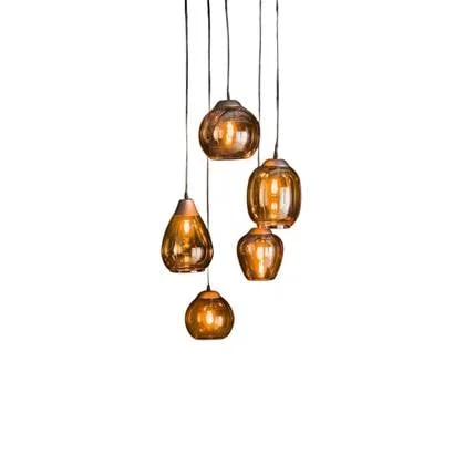 Fraaai Elouise hanglamp 5L getrapt mix amber glas