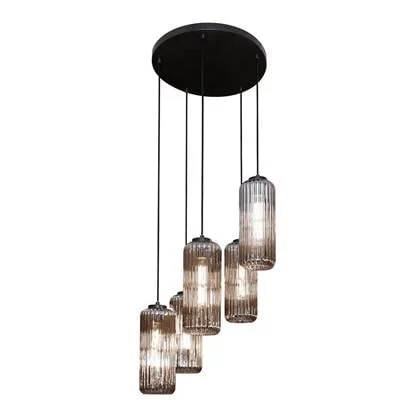 Fraaai Eureka hanglamp 5L getrapt smoke