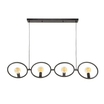 Fraaai Hunter hanglamp 4-lichts - zwart