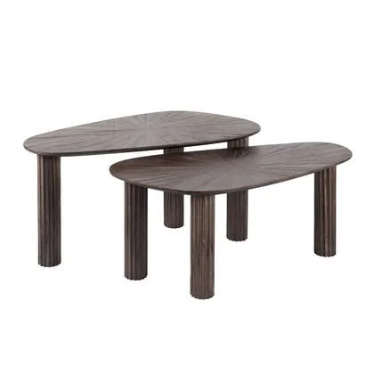 Fraaai Jared salontafel set van 2 hoekvormig Maya teak - bruin