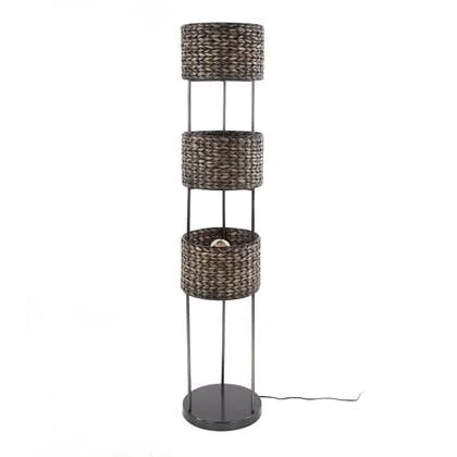 Fraaai Lucy vloerlamp 3L tower - zwart nikkel