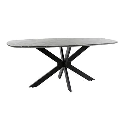 Fraaai Marco eettafel 180 cm deens ovaal - zwart marmer look