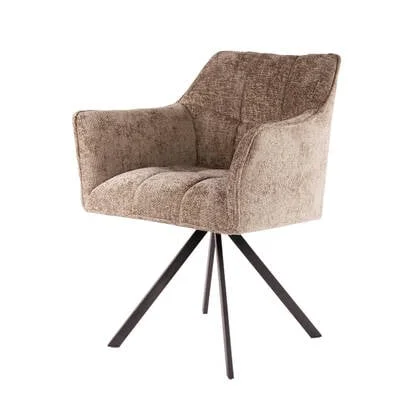 Fraaai Ramon eetkamerstoel geweven draaibaar - champagne