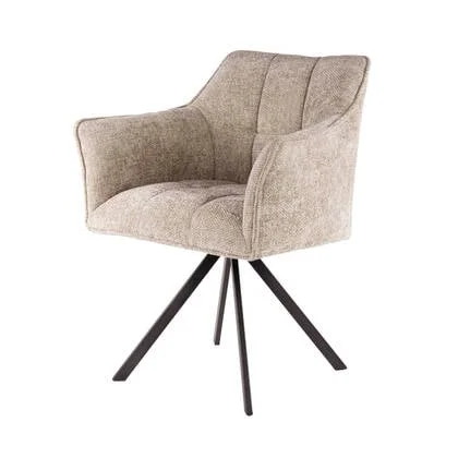 Fraaai Ramon eetkamerstoel geweven draaibaar - zand