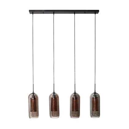 Fraaai Wrexham hanglamp 4L 105 cm staal smoke