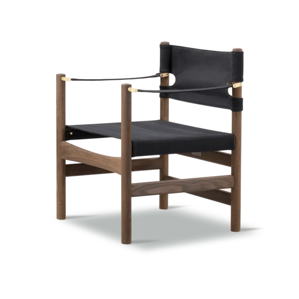 Fredericia Furniture Canvas 21 armstoel Zwart canvas-geoliede eik