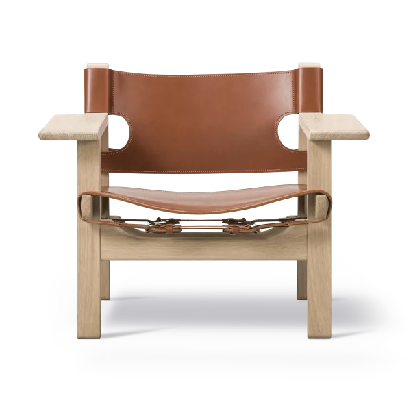 Fredericia Furniture De Spaanse stoel fauteuil Leer cognac-gezeepte eik