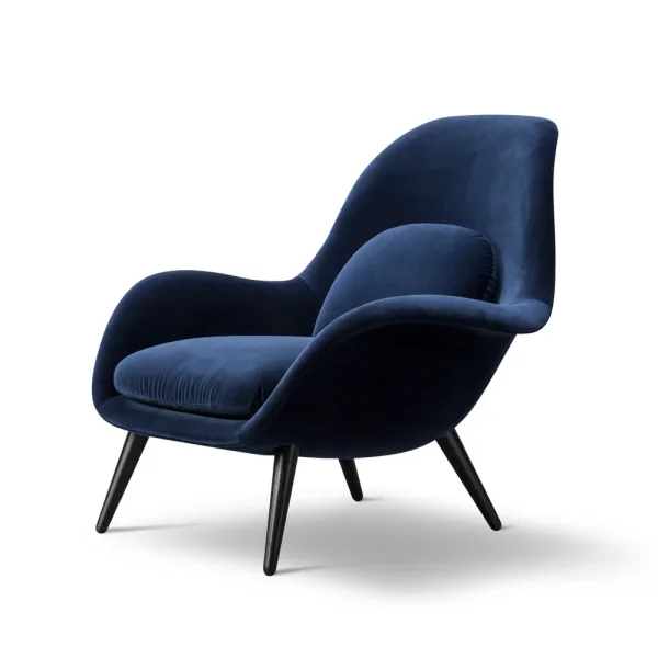 Fredericia Furniture Swoon fauteuil Harald 792 blauw – zwart eiken