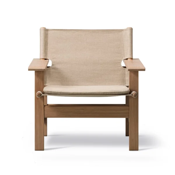 Fredericia Furniture The Canvas Chair fauteuil Canvas naturel-lichtgeoliede eiken standaard, incl. Canvas kussen