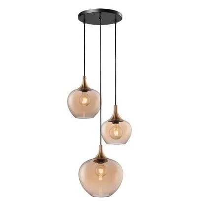 Freelight Hanglamp Fresu Amber Glas 3 Lichts Ø 35cm Fitting E27
