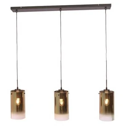 Freelight Hanglamp Ventotto Zwart & Gold Glas 3 Lichts