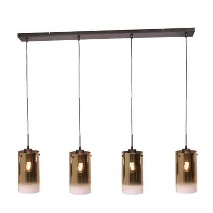 Freelight Hanglamp Ventotto Zwart & Gold Glas 4 Lichts