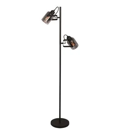 Freelight Vloerlamp Fumoso Zwart met Smoke Glas 2 Lichts