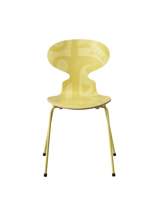 Fritz Hansen Ant Stoel - geel silhouet - verchroomd