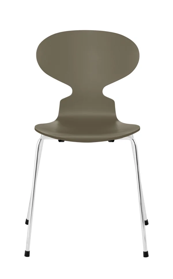 Fritz Hansen Ant Stoel - gelakt - olive green - verchroomd