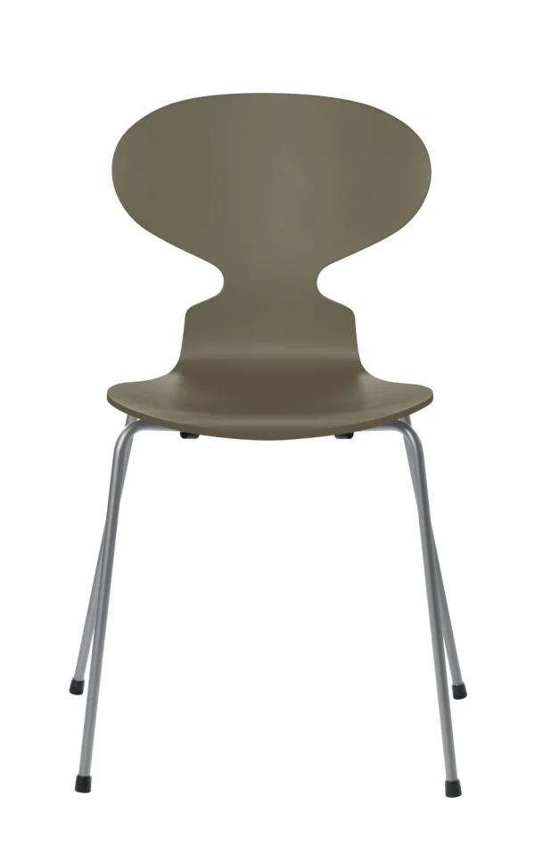 Fritz Hansen Ant Stoel - gelakt - olive green - zilvergrijs