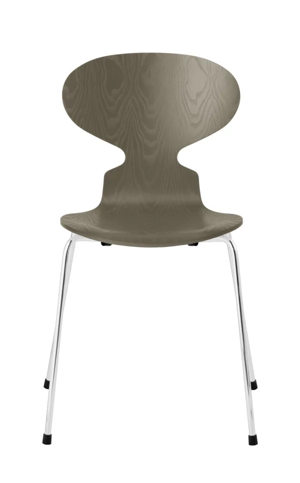 Fritz Hansen Ant Stoel - olive green - verchroomd