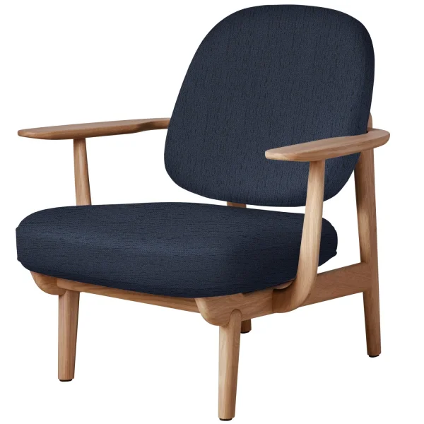 Fritz Hansen Fred Loungefauteuil - JH97 - blauw - eiken geolied