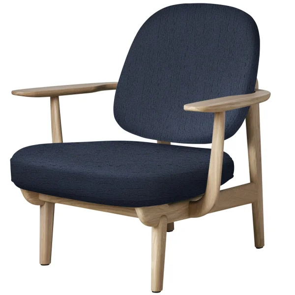 Fritz Hansen Fred Loungefauteuil - JH97 - blauw - eiken helder gelakt