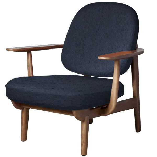 Fritz Hansen Fred Loungefauteuil - JH97 - blauw - eiken walnoot gebeitst