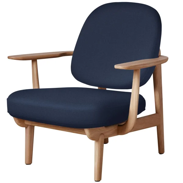 Fritz Hansen Fred Loungefauteuil - JH97 - blauw uni - eiken geolied