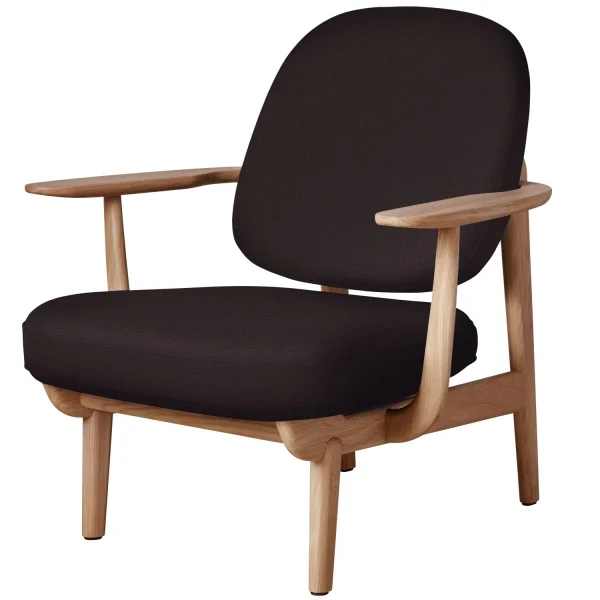 Fritz Hansen Fred Loungefauteuil - JH97 - donker rood uni - eiken geolied