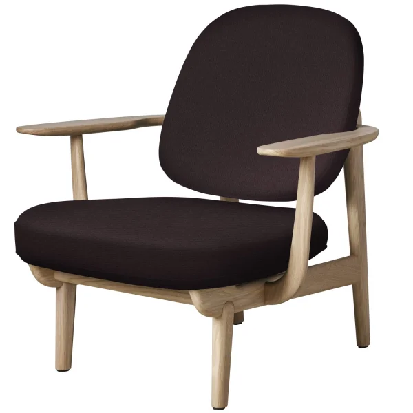 Fritz Hansen Fred Loungefauteuil - JH97 - donker rood uni - eiken helder gelakt