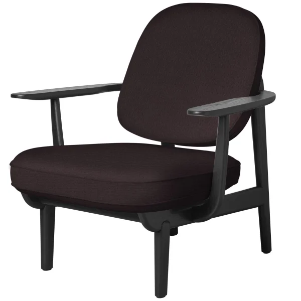 Fritz Hansen Fred Loungefauteuil - JH97 - donker rood uni - zwart essen