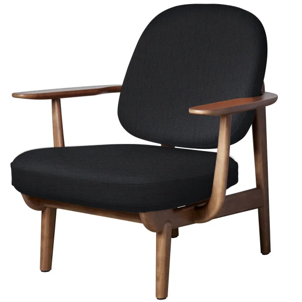 Fritz Hansen Fred Loungefauteuil - JH97 - donkergrijs - eiken walnoot gebeitst