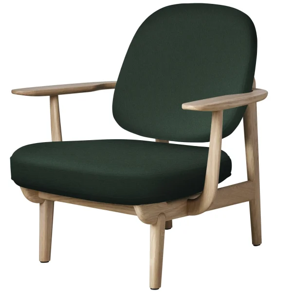 Fritz Hansen Fred Loungefauteuil - JH97 - donkergroen uni - eiken helder gelakt