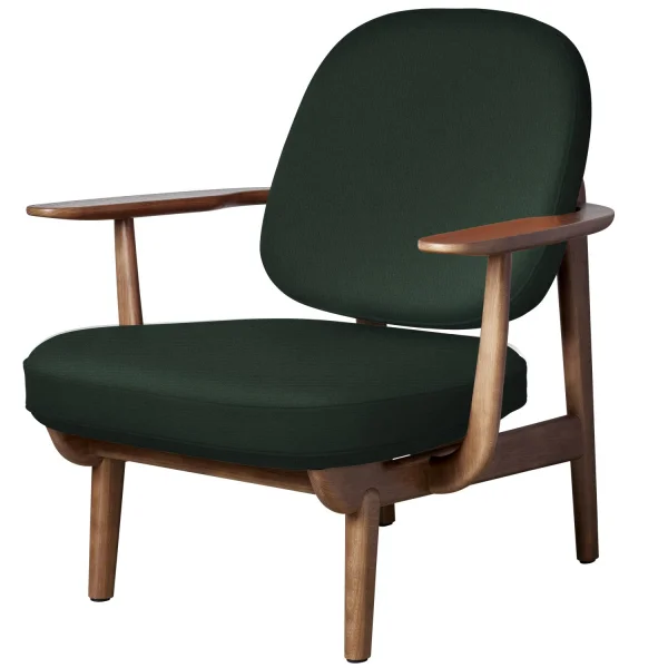 Fritz Hansen Fred Loungefauteuil - JH97 - donkergroen uni - eiken walnoot gebeitst