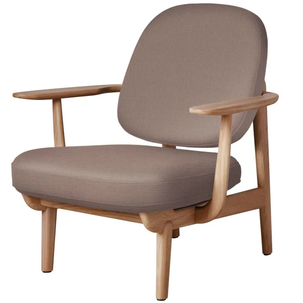 Fritz Hansen Fred Loungefauteuil - JH97 - licht rood uni - eiken geolied