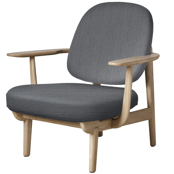 Fritz Hansen Fred Loungefauteuil - JH97 - lichtgrijs - eiken helder gelakt