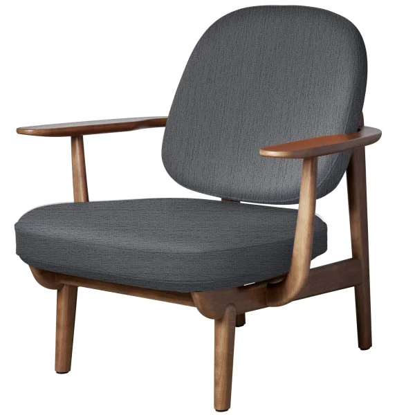 Fritz Hansen Fred Loungefauteuil - JH97 - lichtgrijs - eiken walnoot gebeitst