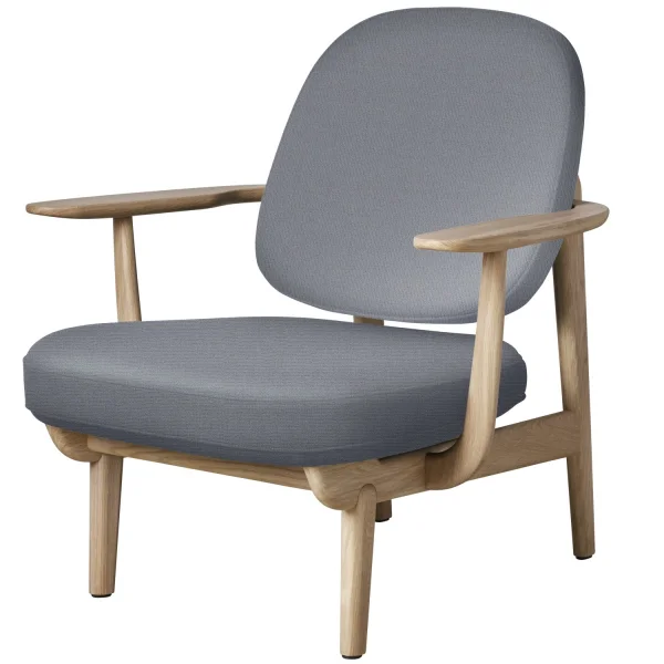 Fritz Hansen Fred Loungefauteuil - JH97 - lichtgrijs uni - eiken helder gelakt