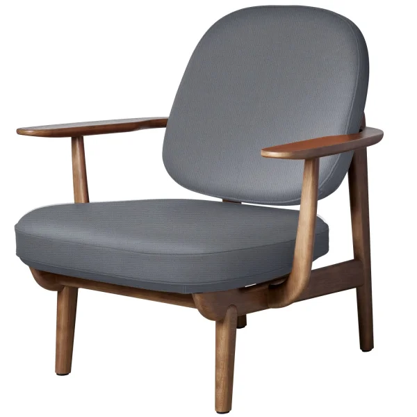 Fritz Hansen Fred Loungefauteuil - JH97 - lichtgrijs uni - eiken walnoot gebeitst