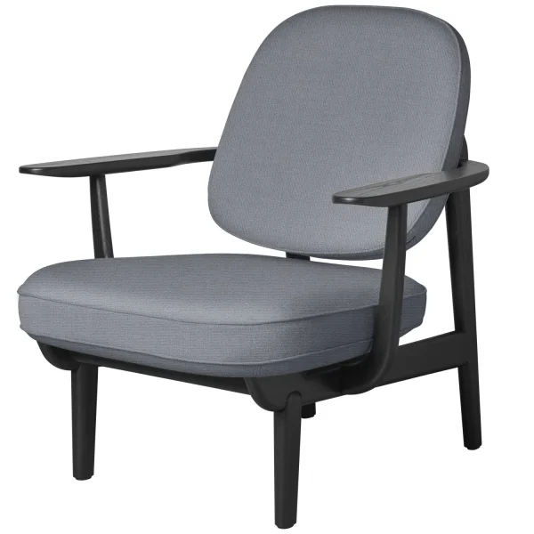 Fritz Hansen Fred Loungefauteuil - JH97 - lichtgrijs uni - zwart essen