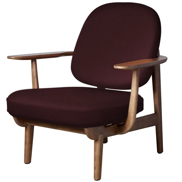 Fritz Hansen Fred Loungefauteuil - JH97 - rood - eiken walnoot gebeitst