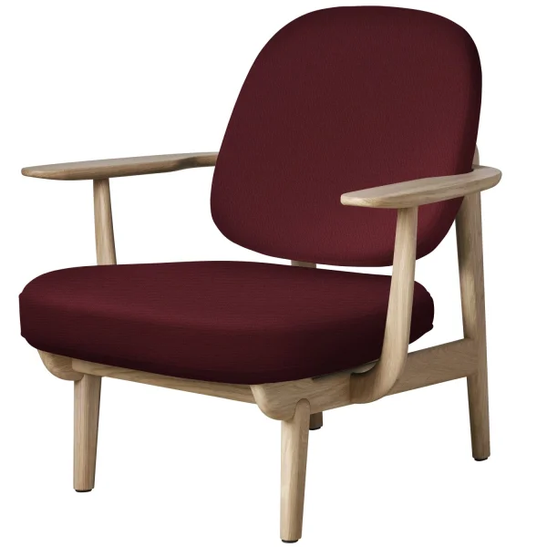 Fritz Hansen Fred Loungefauteuil - JH97 - rood uni - eiken helder gelakt