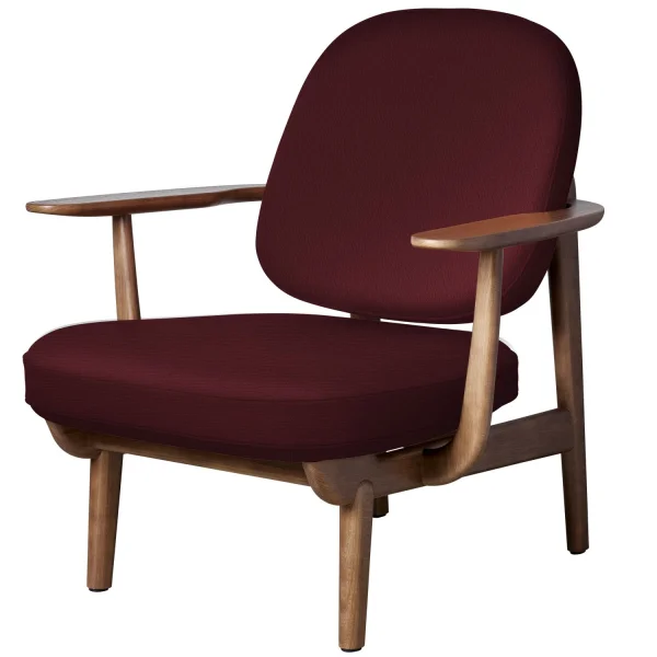 Fritz Hansen Fred Loungefauteuil - JH97 - rood uni - eiken walnoot gebeitst