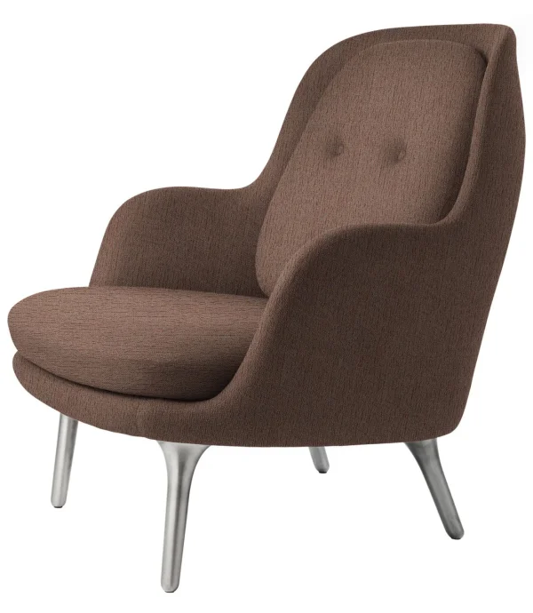 Fritz Hansen Fri Loungefauteuil - beige/oranje - geborsteld aluminium