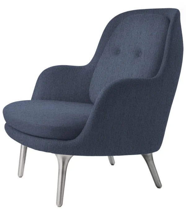 Fritz Hansen Fri Loungefauteuil - blauw - geborsteld aluminium