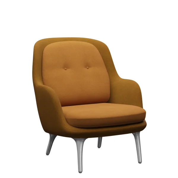 Fritz Hansen Fri Loungefauteuil - burnt yellow - geborsteld aluminium