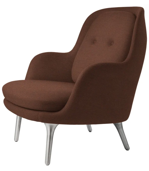 Fritz Hansen Fri Loungefauteuil - donker oranje - geborsteld aluminium