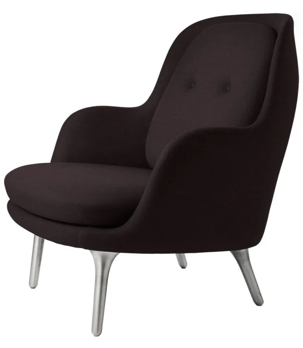 Fritz Hansen Fri Loungefauteuil - donker rood uni - geborsteld aluminium